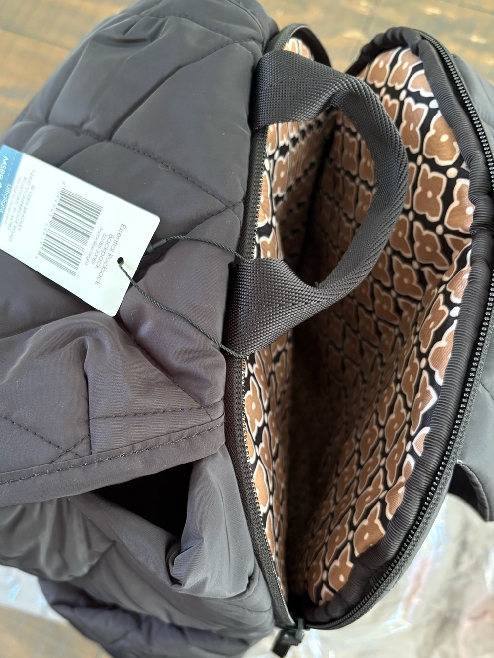 🌸Vera Bradley Essential Rucksack Backpack Black - Picture 10 of 12